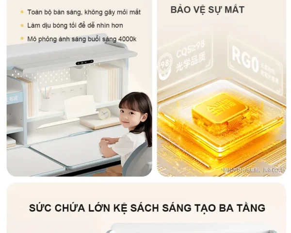 Bộ bàn ghế học sinh thông minh DA-12009V1 + DA-829PV1 chống gù