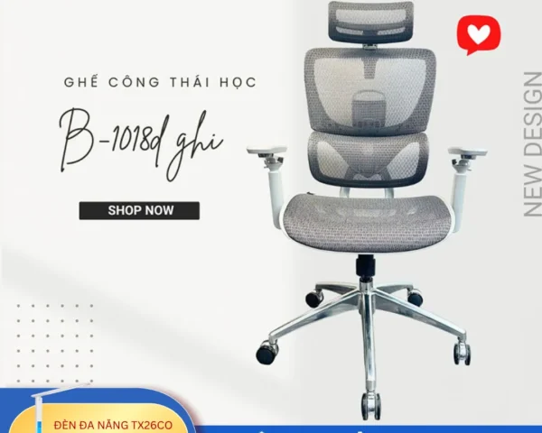 Ghế công thái học BC-1018D màu ghi tựa lưng lưới
