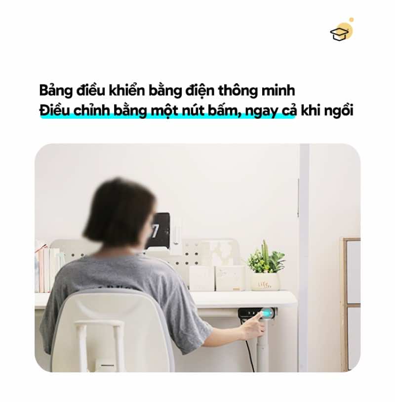 Bàn học nâng hạ điện điều khiển bằng nút bấm cho trẻ em